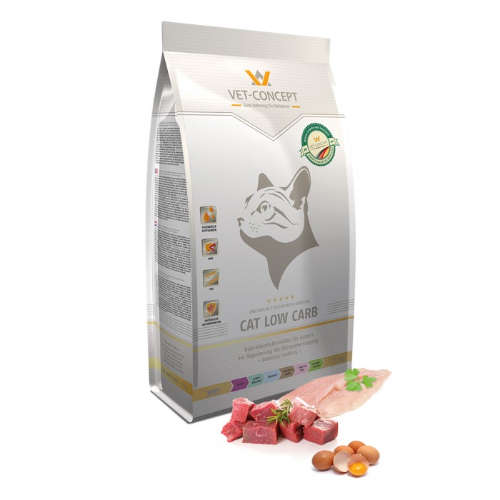 Kačių maistas sergančioms diabetu, turinčioms viršsvorį Vet-Concept Cat Low Carb 1,5 kg