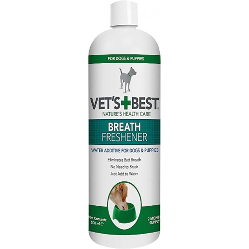 Dantų higienai ir nemaloniam burnos kvapui šunims šalinti geriamas tirpalas Vet’s Best Breath Freshener 500ml