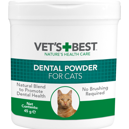 Kačių dantų ir dantenų priežiūros papildas - milteliai Vet‘s Best Dental Powder for Cats 45g
